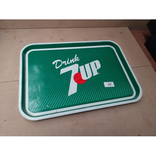 241 - Drink 7up tin plate drink�s tray. {42 cm H x 30 cm W}.