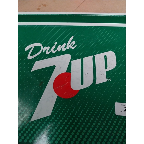 241 - Drink 7up tin plate drink�s tray. {42 cm H x 30 cm W}.