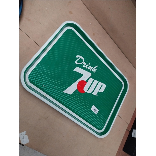 241 - Drink 7up tin plate drink�s tray. {42 cm H x 30 cm W}.