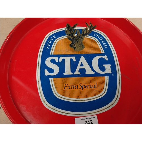 242 - Serve Extra Chilled Stag tin plate tray. {3 cm H x 30 cm Dia.}.