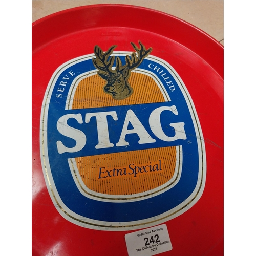 242 - Serve Extra Chilled Stag tin plate tray. {3 cm H x 30 cm Dia.}.