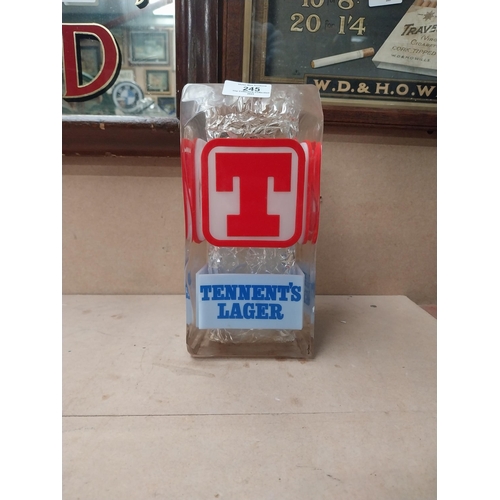 245 - Tennents Lager light up counter font. {24 cm H x 12 cm W x 12 cm D}