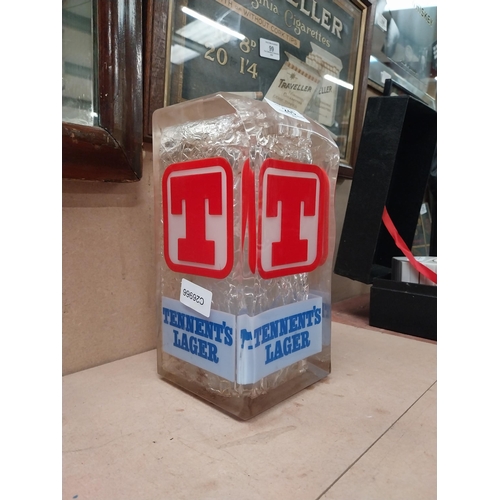 245 - Tennents Lager light up counter font. {24 cm H x 12 cm W x 12 cm D}