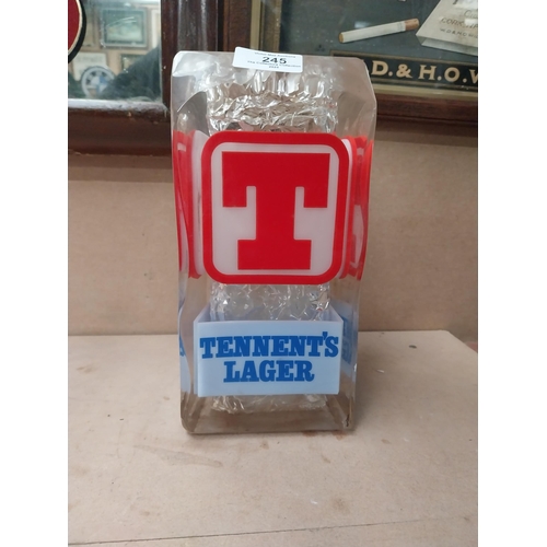 245 - Tennents Lager light up counter font. {24 cm H x 12 cm W x 12 cm D}