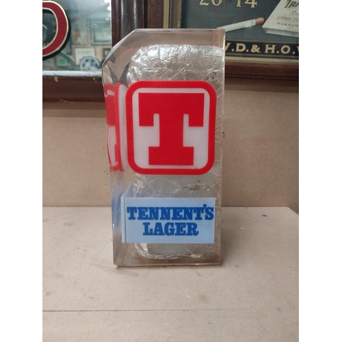 245 - Tennents Lager light up counter font. {24 cm H x 12 cm W x 12 cm D}