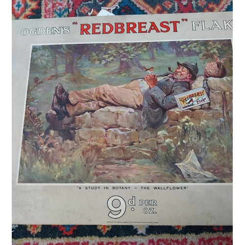 246 - Ogdens Redbreast Flake cardboard showcard. {38 cm H x 59 cm W}.