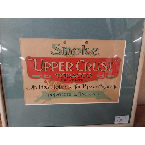 25 - Framed Smoke Upper Crust Tobacco advertising print. {28 cm H x 31 cm W}.