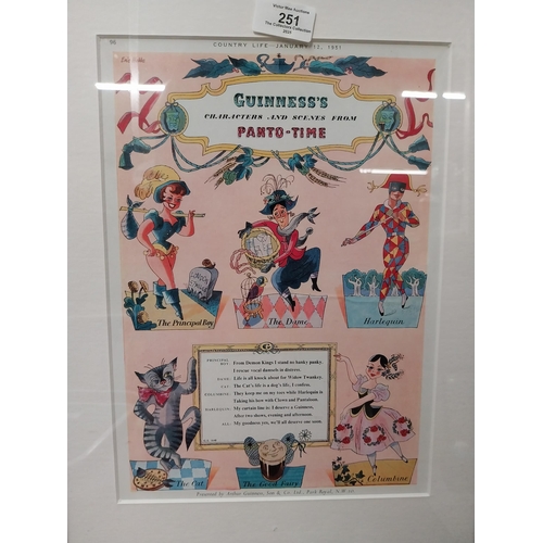 251 - Framed Guinness Panto Time print. {45 cm H x 35 cm W}