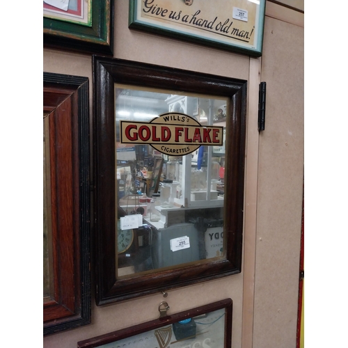 255 - Wills's Gold Flake Cigarettes framed advertising mirror. {41 cm H x 31 cm W}