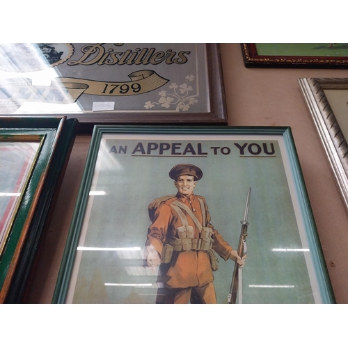 257 - An appeal to you Give us a Hand Old Man WWI recruitment print in wooden frame. {42 cm H x 29 cm W}.