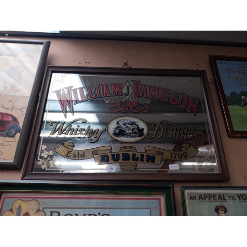 258 - William Jameson and Co Whisky Distillers and Co Dublin framed advertising mirror. {55 cm H x 82 cm W... 