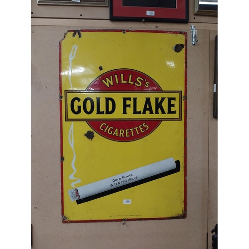 260 - Wills's Gold Flake Cigarettes enamel advertising sign. {92 cm H x 62 cm W}.