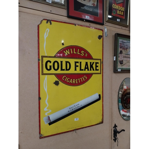 260 - Wills's Gold Flake Cigarettes enamel advertising sign. {92 cm H x 62 cm W}.