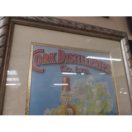 261 - Cork Distillers framed advertising print. {9 cm H x 32 cm W}.