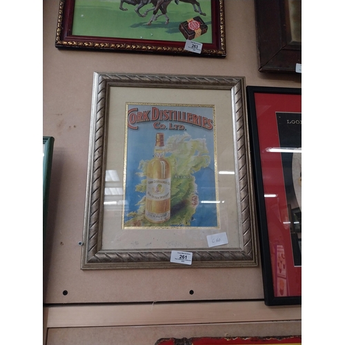 261 - Cork Distillers framed advertising print. {9 cm H x 32 cm W}.