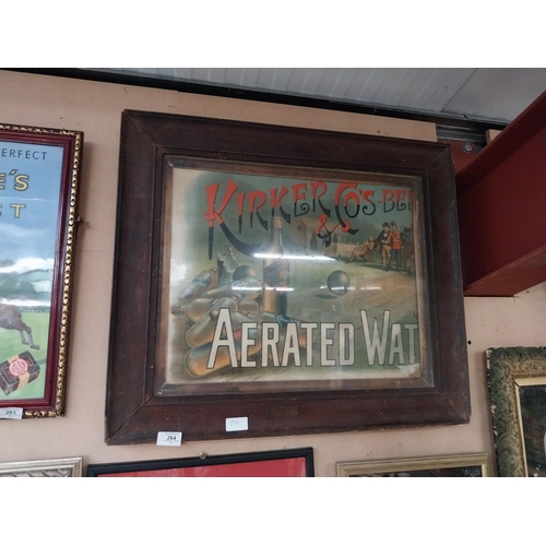 264 - Kirker and Co's Belfast Aerated Water framed advertising print. {59 cm H x 57 cm W}.