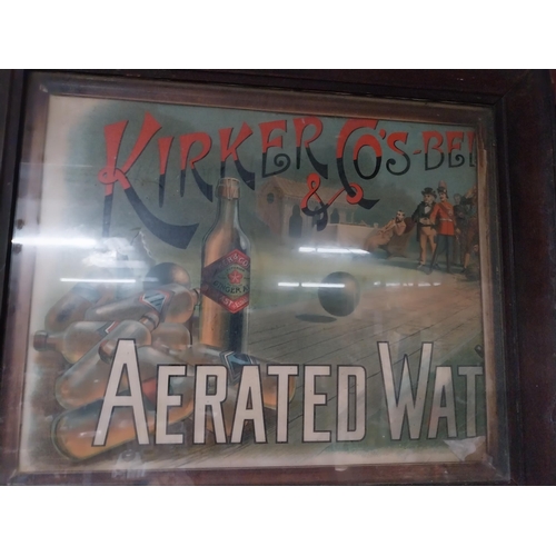 264 - Kirker and Co's Belfast Aerated Water framed advertising print. {59 cm H x 57 cm W}.