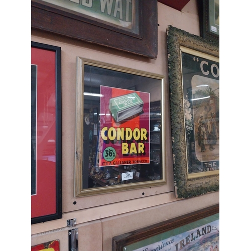 265 - Gallaghers Condor Bar framed showcard. {40 cm H x 30 cm W}.