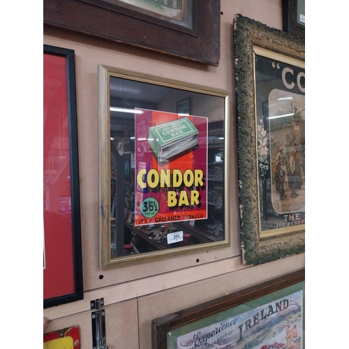 265 - Gallaghers Condor Bar framed showcard. {40 cm H x 30 cm W}.