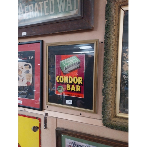 265 - Gallaghers Condor Bar framed showcard. {40 cm H x 30 cm W}.