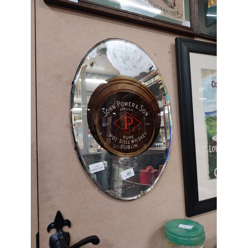 267 - John Power's and Son Pure Pot Still Whiskey mirror. {47 cm H x 34 cm W}.