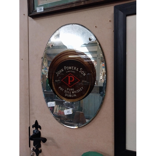 267 - John Power's and Son Pure Pot Still Whiskey mirror. {47 cm H x 34 cm W}.