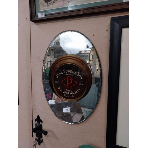 267 - John Power's and Son Pure Pot Still Whiskey mirror. {47 cm H x 34 cm W}.