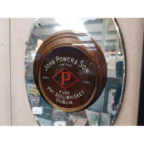 267 - John Power's and Son Pure Pot Still Whiskey mirror. {47 cm H x 34 cm W}.