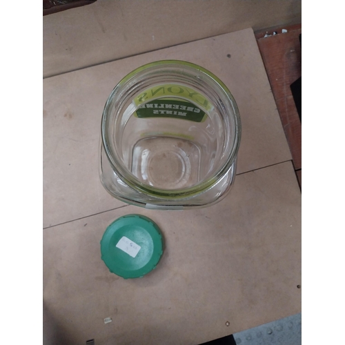 272 - Lyons Greenline mints glass sweet jar. {31 cm H x 14 cm W  x 10 cm D}.