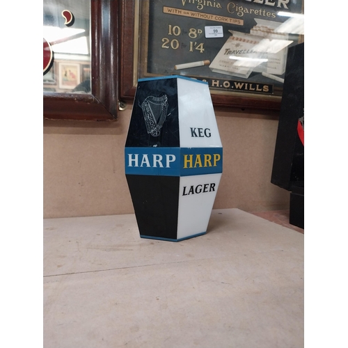 276 - Harp Keg perspex counter advertising light. {22 cm H x 16 cm W}.