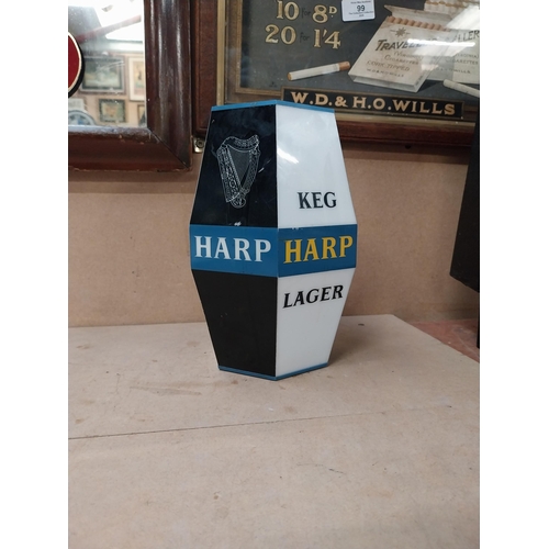 276 - Harp Keg perspex counter advertising light. {22 cm H x 16 cm W}.