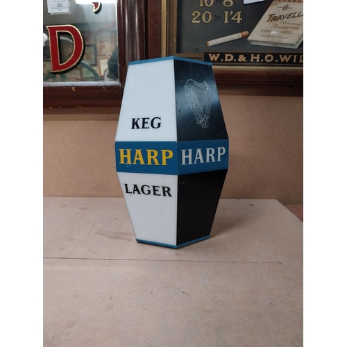 276 - Harp Keg perspex counter advertising light. {22 cm H x 16 cm W}.