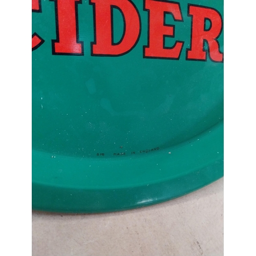 281 - Bulmers Cider tin plate advertising drink�s tray. {3 cm H x 32 cm Dia.}.