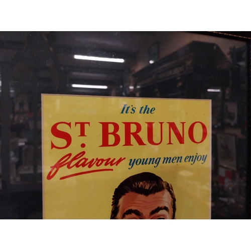 286 - St. Bruno framed advertising showcard. {42cm H X 31cm W }.