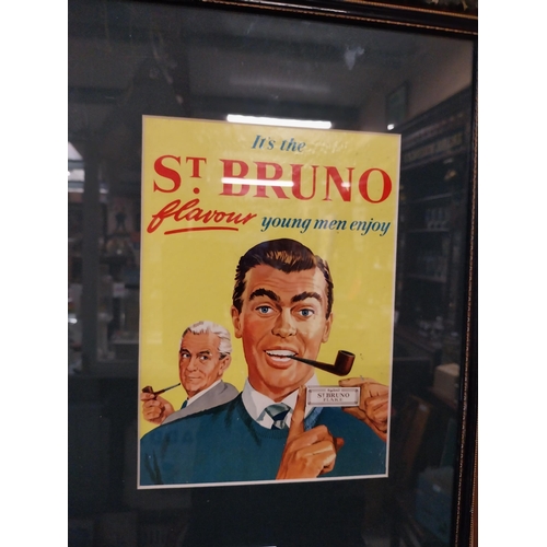 286 - St. Bruno framed advertising showcard. {42cm H X 31cm W }.