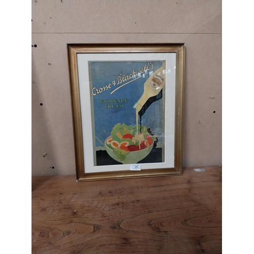 29 - Cross & Blackwell Florence Cream framed advertising showcard. {45 cm H x 38 cm W}.