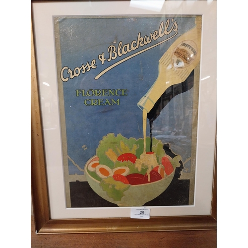 29 - Cross & Blackwell Florence Cream framed advertising showcard. {45 cm H x 38 cm W}.