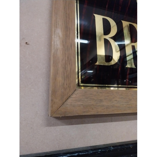 290 - Pure Wholesome Bread wood effect reverse painted glass framed advertising sign {88 cm H x 56 cm W}.