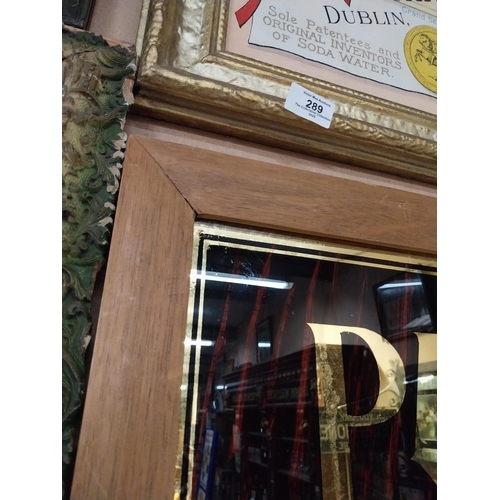 290 - Pure Wholesome Bread wood effect reverse painted glass framed advertising sign {88 cm H x 56 cm W}.