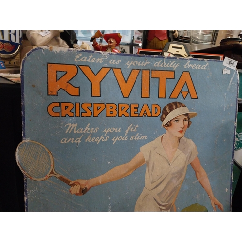 294 - 1930�s Ryvita Crispbread cardboard showcard. {79 cm H x 49 cm W}.