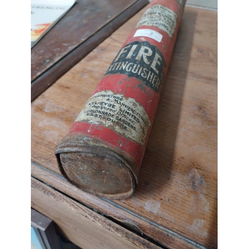 3 - Tin Kyl Fire extinguisher. {50 cm H x 8 cm Dia.}.