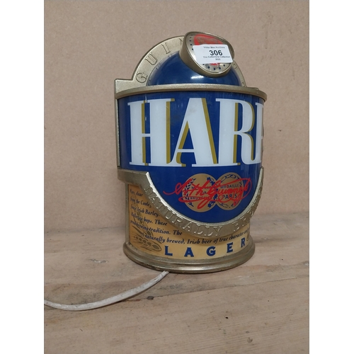 306 - Harp Lager light up counter font. {25 cm H x 18 cm W x 10 cm D}.