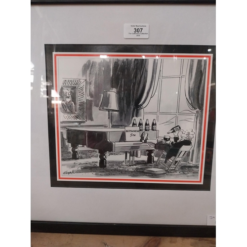 307 - Beethoven�s 5th Guinness black and white print. {40 cm H x 42 cm W}.