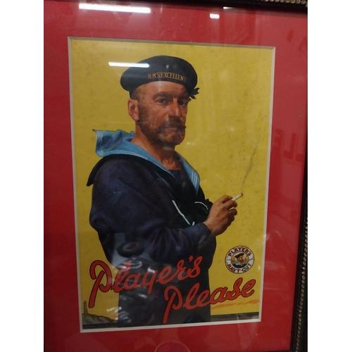 310 - Framed Player's Please Sailor showcard. {35 cm H x 28 cm W}.