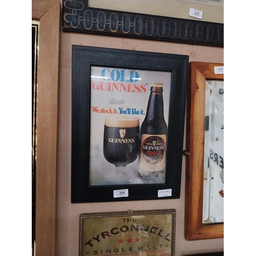 316 - Cold Guinness You like it we stock it framed advertising showcard {38 cm H x 29 cm W}.