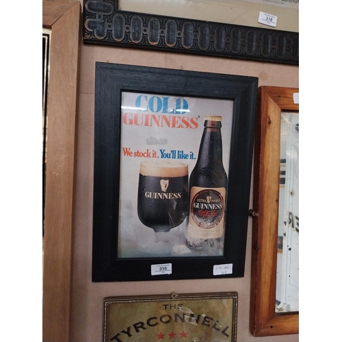 316 - Cold Guinness You like it we stock it framed advertising showcard {38 cm H x 29 cm W}.