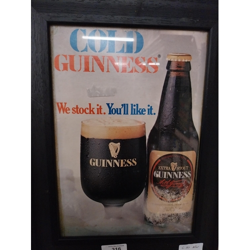 316 - Cold Guinness You like it we stock it framed advertising showcard {38 cm H x 29 cm W}.