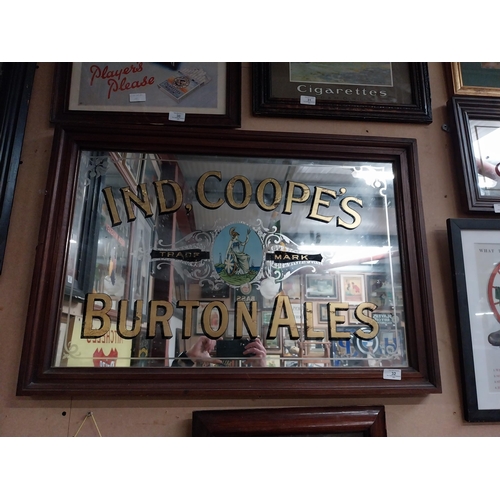 32 - Early 20th C. Ind Coope's Burtons Ales framed advertising mirror. {59 cm H x 86 cm W}.