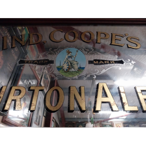 32 - Early 20th C. Ind Coope's Burtons Ales framed advertising mirror. {59 cm H x 86 cm W}.