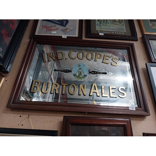 32 - Early 20th C. Ind Coope's Burtons Ales framed advertising mirror. {59 cm H x 86 cm W}.